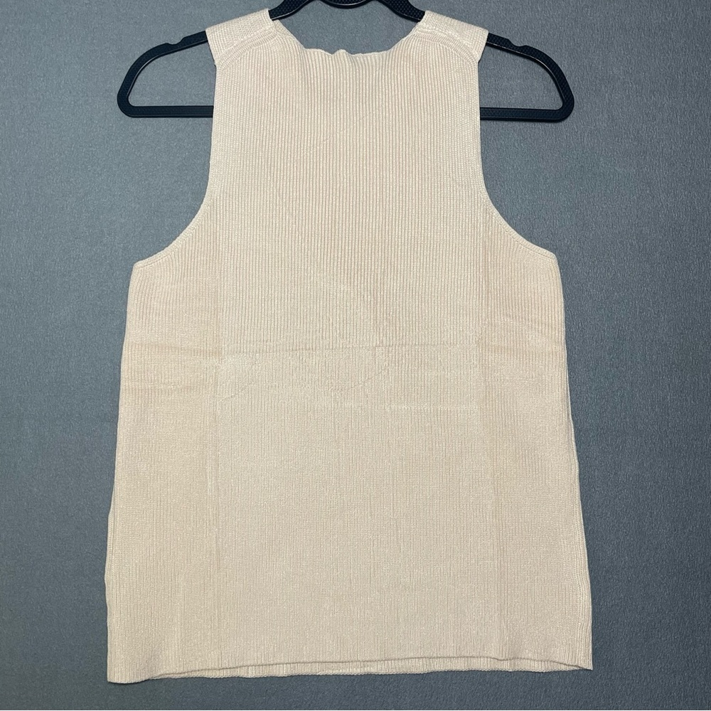 Yeokou Cream Ribbed Knit Cross Back Tank Top Size L